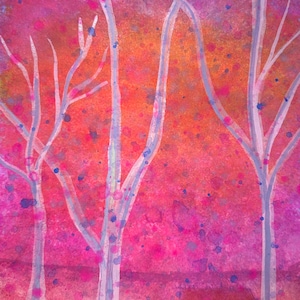 Spring Trees Abstract Watercolor