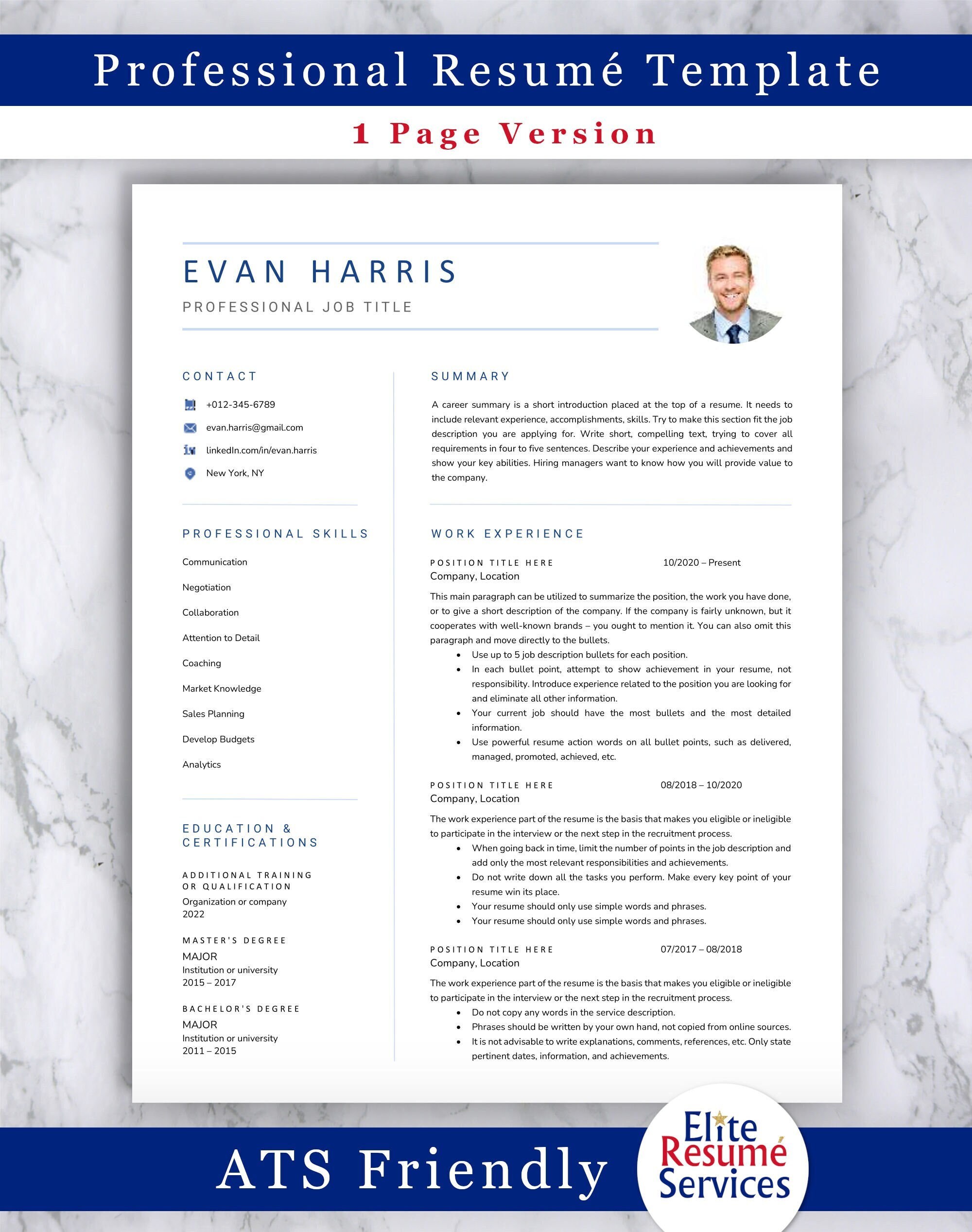 Resume Template Pages, Professional Resume CV, Modern Resume Template,  Simple Resume With Writing Guide, Mac Resume CV, Digital Resume CV 
