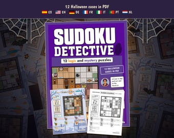 Printable Halloween Mystery Sudoku - 12 Logic Puzzle Cases PDF - 7 Languages