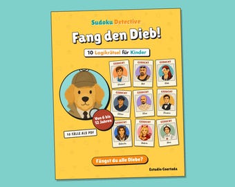 German Sudoku for Kids Printable – Detektiv-Sudoku für Kinder – 10 Logikrätsel (PDF) – 6 bis 12 Jahre