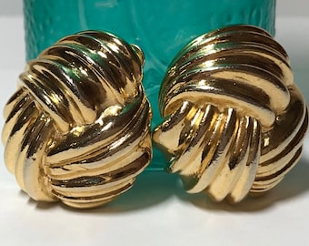 Vintage gold tone clip on wrap earrings