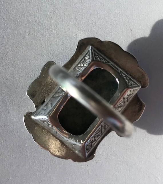 Vintage jasper and Markasite sterling silver ring - image 3