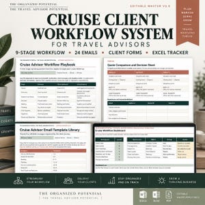 Workflow-systeem voor cruiseklanten van reisagenten | Sjablonen, formulieren, e-mailscripts en boekingstracker voor reisadviseurs