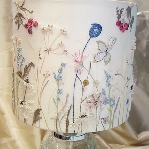 Hand Embroidery Lampshade Pattern. Wildflower meadow hand embroidery. PDF pattern & instructions INSTANT DOWNLOAD by Taetia