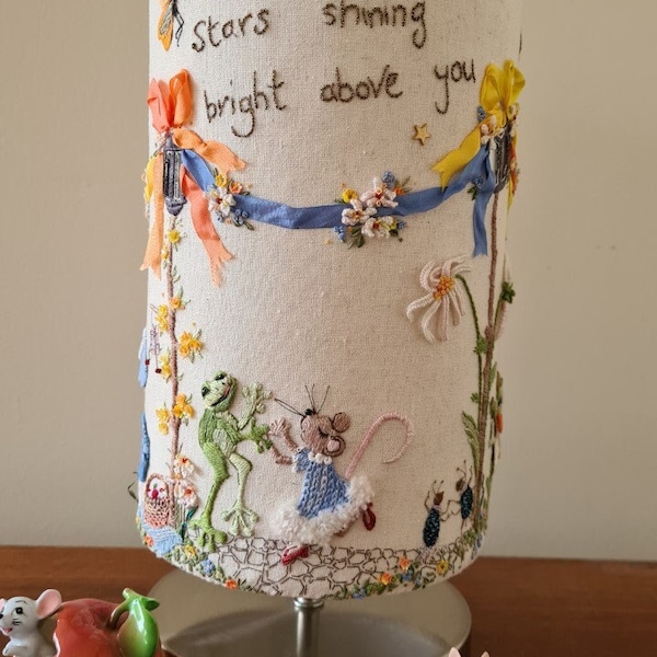 Dream A Little lampshade  instructions hand embroidery children lamp or night light pdf INSTANT DOWNLOAD by Taetia