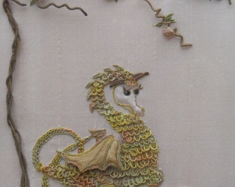 Pattern hand embroidered baby dragon at the bottom of the  etsy Pattern hand embroidered baby dragon at the bottom of the  etsy