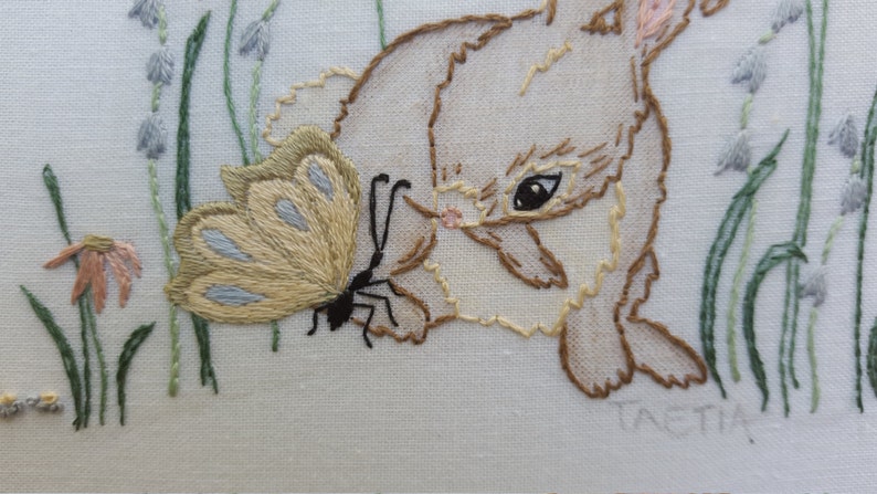 Hand Embroidery Design. Bunny Rabbit. Children Art. Hoop Art ...