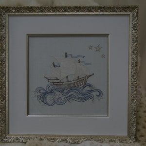 Hand Embroidery pattern pirate ship. Embroidery instructions & pattern. ship sea design. By TAETIA image 2
