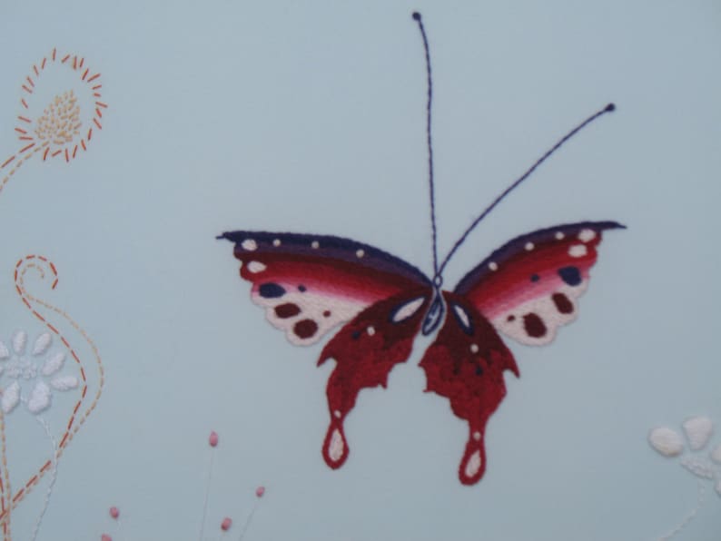 Hand embroidered flowers of the sky hand embroidery pdf  etsy