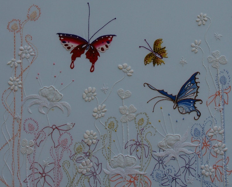 Hand embroidered flowers of the sky hand embroidery pdf  etsy