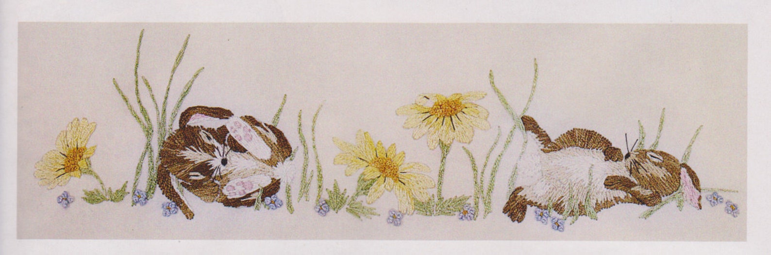 Hand Embroidered Baby Sheet Bunnies PDF Pattern & Needlework