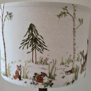 Hand Embroidery Lampshade Pattern. WOODLAND theme lampshade. Forest theme Modern hand embroidery. PDF pattern & instructions by TAETIA