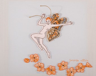 Modern Hand Embroidery pattern. fairy design Wall Art. Stumpwork Instructions. PDF Butterfly Girl by TAETIA
