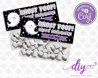 Ghost POOP Halloween Classroom Favor PDF | Modifiable | Faveur de fête d'Halloween | Cadeau de classe | Traiter Topper | Cadeau de classe d'Halloween | Cadeau de famille