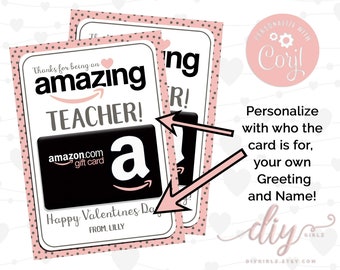 INSTANT DOWNLOAD Teacher Gift Card | Amazon Gift Card Holder | Editable Download | Printable Teacher Appreciation Gift | Teacher Gift