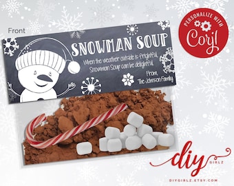 Snowman Soup Classroom Favor PDF | Editable | Christmas Party Favor | Class Gift | Treat Topper | Christmas Class Gift | Family Gift