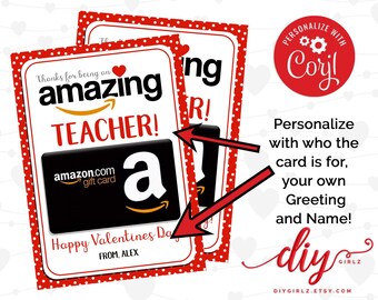 INSTANT DOWNLOAD Teacher Gift Card Holder | Amazon Gift Card Holder | Editable Download | Printable Teacher Appreciation Gift | Teacher Gift