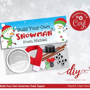 Build Your Own Snowman Playdoh Classroom Favor PDF | Editable | Christmas Party Favor | Class Gift | Playdough Tag | Christmas Class Gift