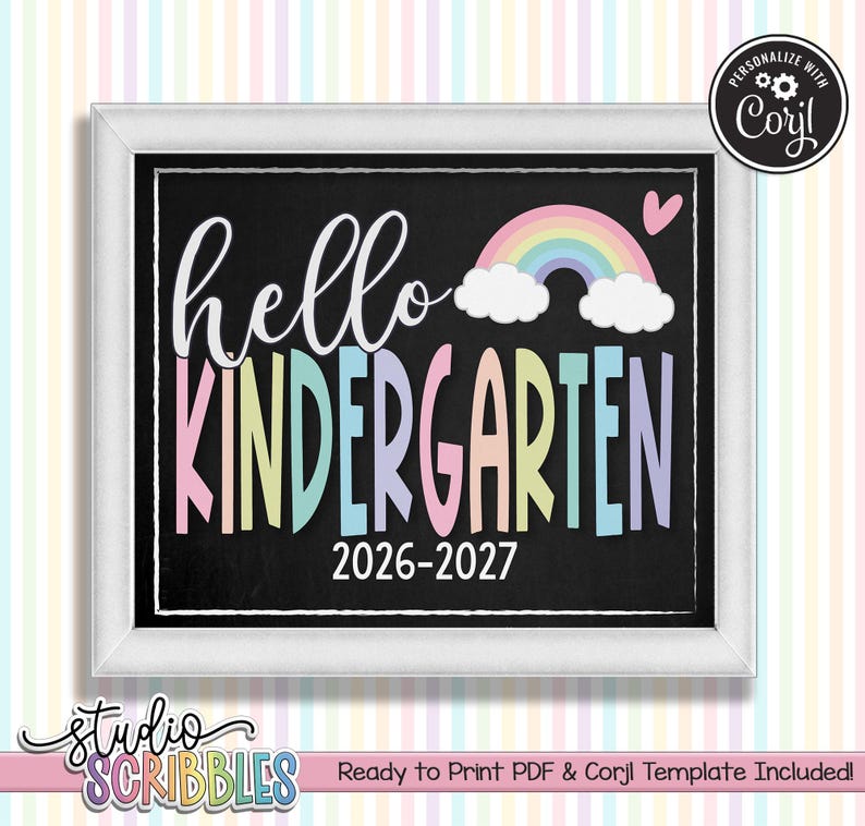 Editable First and Last Day of School Sign — Pastel Rainbow