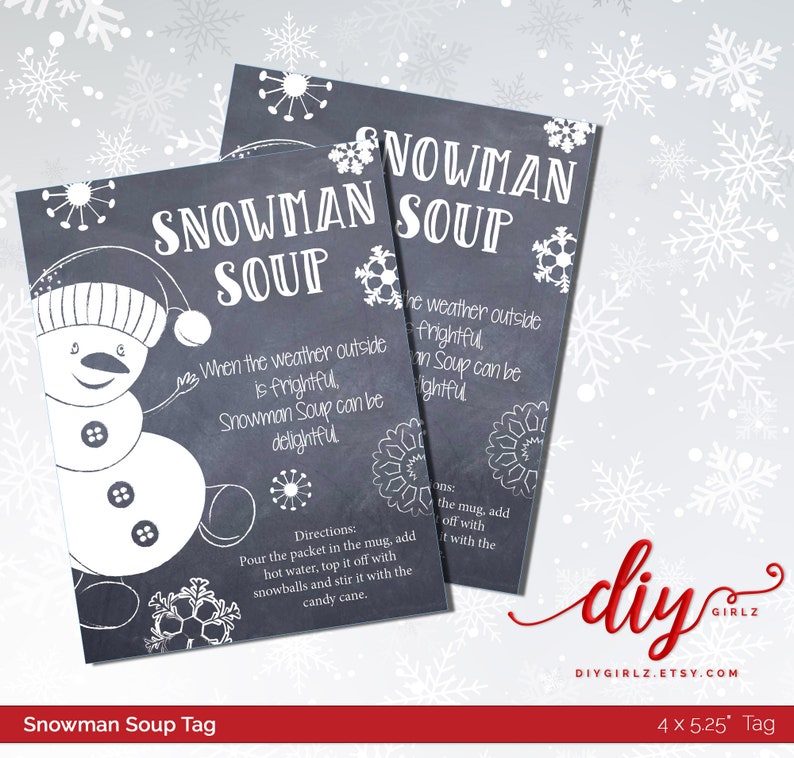 Snowman Soup Tag | Snowman Soup Printable PDF | Christmas Gift ...