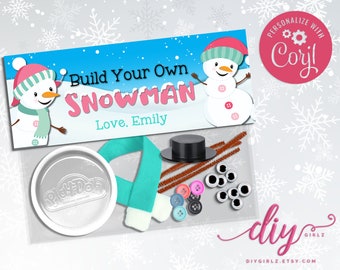 Build Your Own Snowman Playdoh Classroom Favor PDF | Editable | Christmas Party Favor | Class Gift | Playdough Tag | Christmas Class Gift