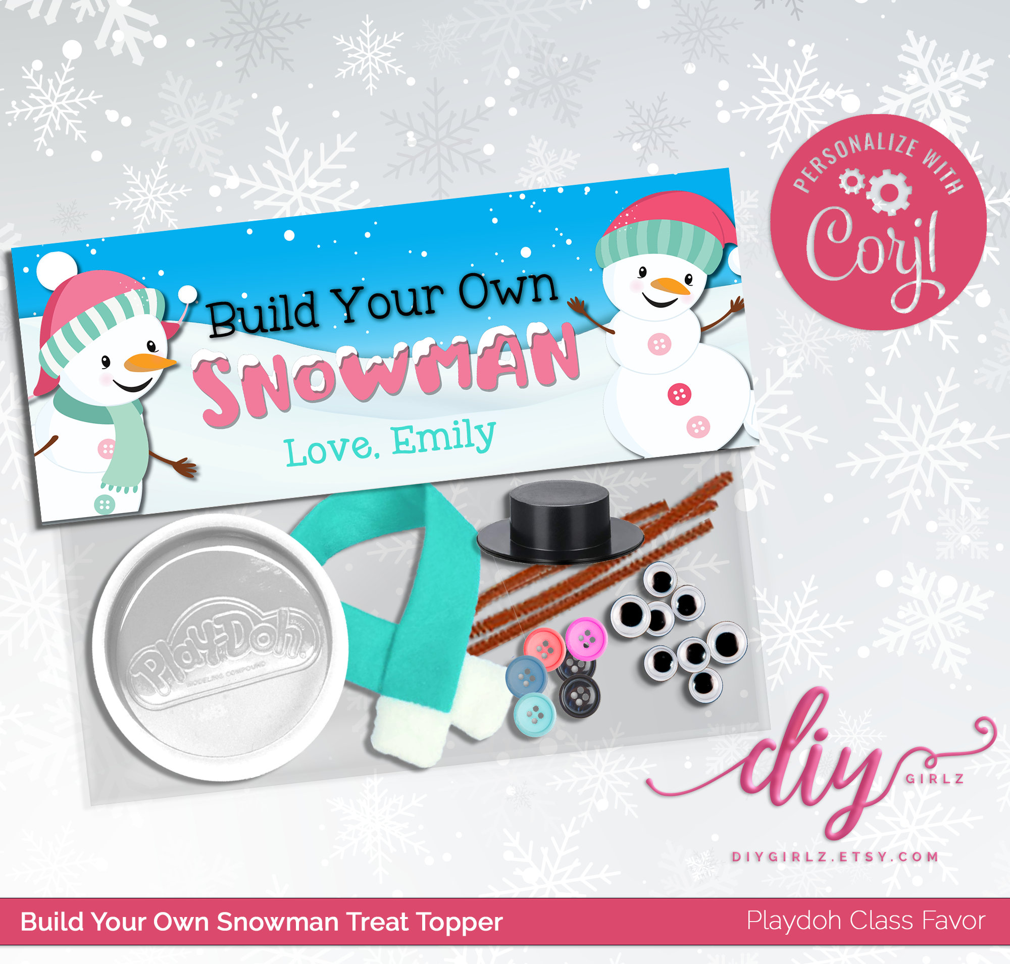 Printable Treat Topper for a Build Your Own Snowman Activity Kit