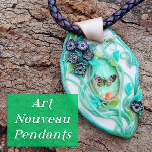 Floral Art Nouveau Pendants in Polymer Clay-Downloadable VIDEO Tutorial
