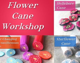 Flower Cane Workshop-Downloadable VIDEO Tutorial - Create 3 Floral Polymer Clay Canes