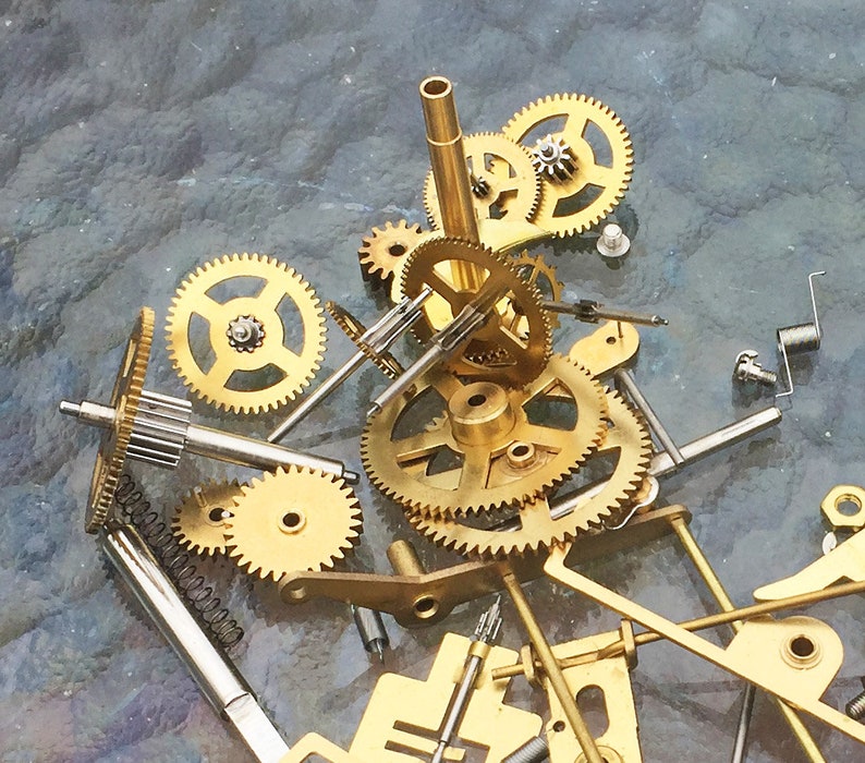 Steampunk Brass Clock Gears Hands Arbors Chain Parts Kit Etsy
