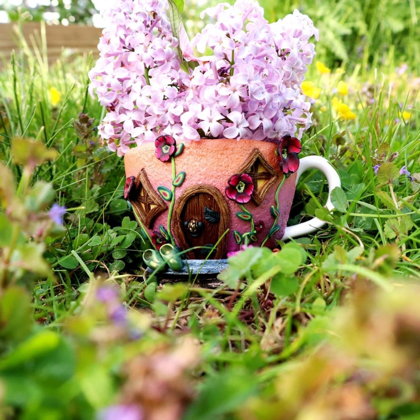 Teacup Fairy Housealtered Art in Polymer Claydownloadable VIDEO