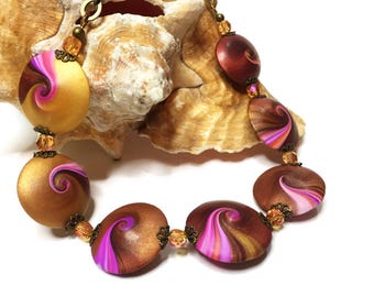 Collar de lentejas en espiral degradado Tutorial en PDF descargable: aprenda a hacer hermosas cuentas con arcilla polimérica