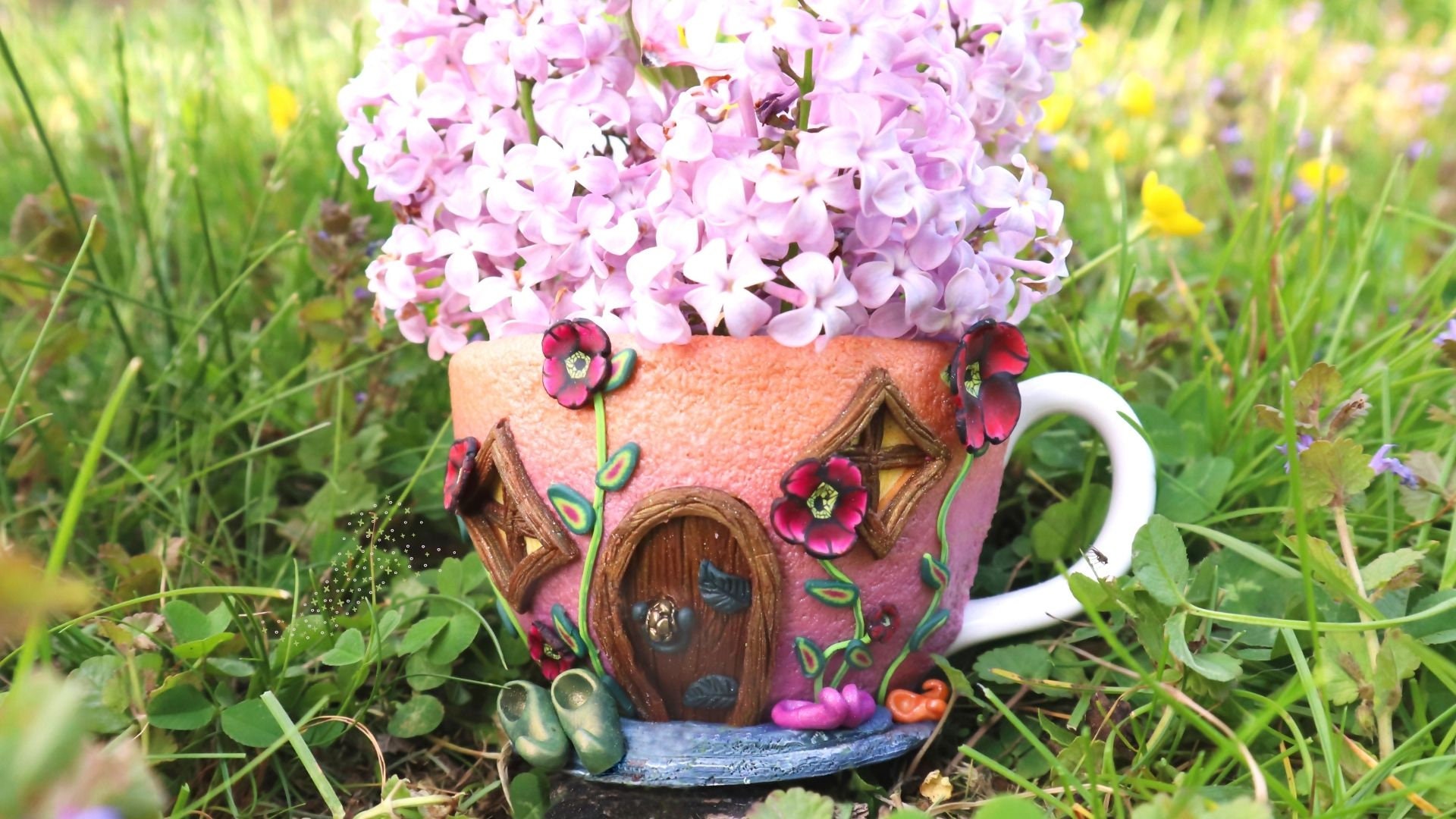 Teacup Fairy Housealtered Art in Polymer Claydownloadable VIDEO