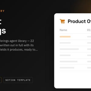 Product Offerings Notion Template | 22 AI Agent Prompts | ChatGPT and Claude Prompt Library