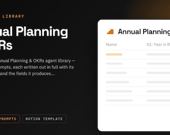 Annual Planning & OKRs Notion Template | 11 AI Agent Prompts for Plans | ChatGPT and Claude Prompt Library