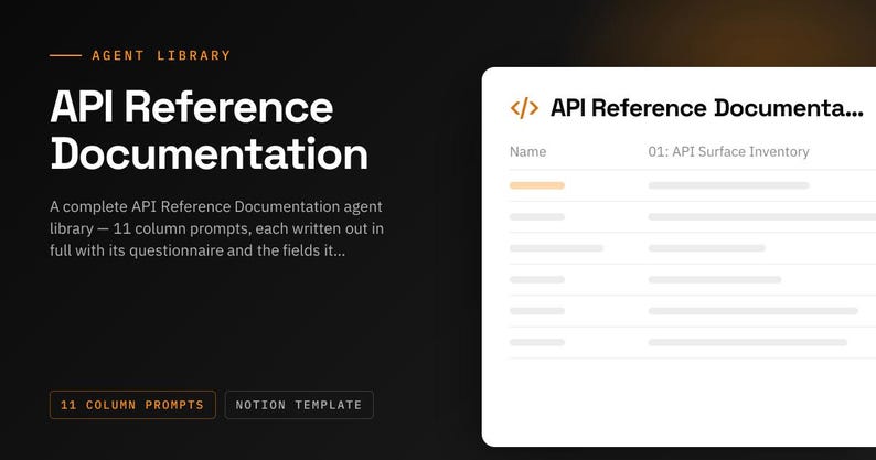 API Reference Documentation Notion template: cover view