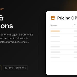 Pricing & Promotions Notion Template | 12 AI Agent Prompts for Commerce | ChatGPT and Claude Prompt Library