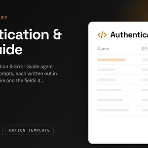 Authentication & Error Guide Notion Template | 11 AI Agent Prompts for API Docs | ChatGPT and Claude Prompt Library
