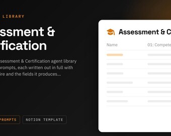 Assessment & Certification Notion Template | 11 AI Agent Prompts for Education | ChatGPT and Claude Prompt Library