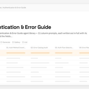 Authentication & Error Guide Notion template: desktop view