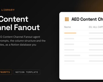 AEO Content Channel Fanout Notion Template | 19 AI Agent Prompts | ChatGPT and Claude Prompt Library
