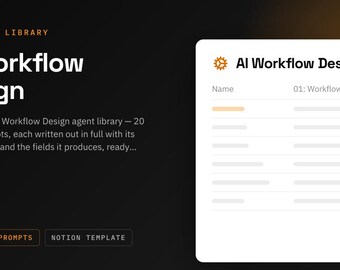 AI Workflow Design Notion Template | 20 AI Agent Prompts for Operations | ChatGPT and Claude Prompt Library