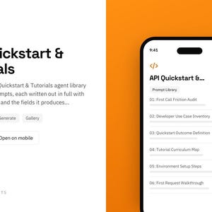 API Quickstart & Tutorials Notion template: mobile view