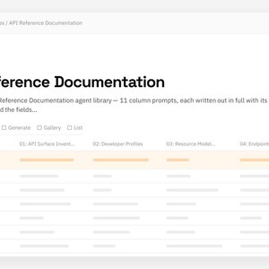 API Reference Documentation Notion template: desktop view