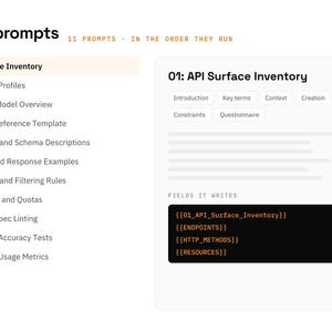 API Reference Documentation Notion template: prompts view