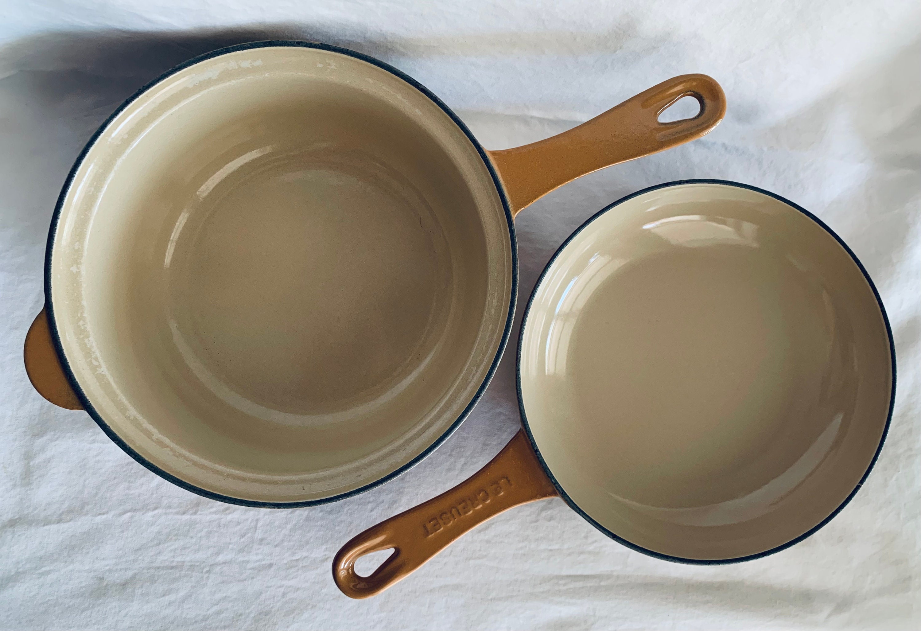 Vintage Le Creuset Enamel Cast Iron 22 Pot Sauce Pan Skillet Etsy