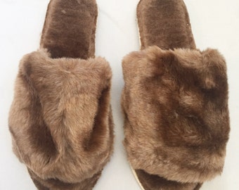 fuzzy puma slippers