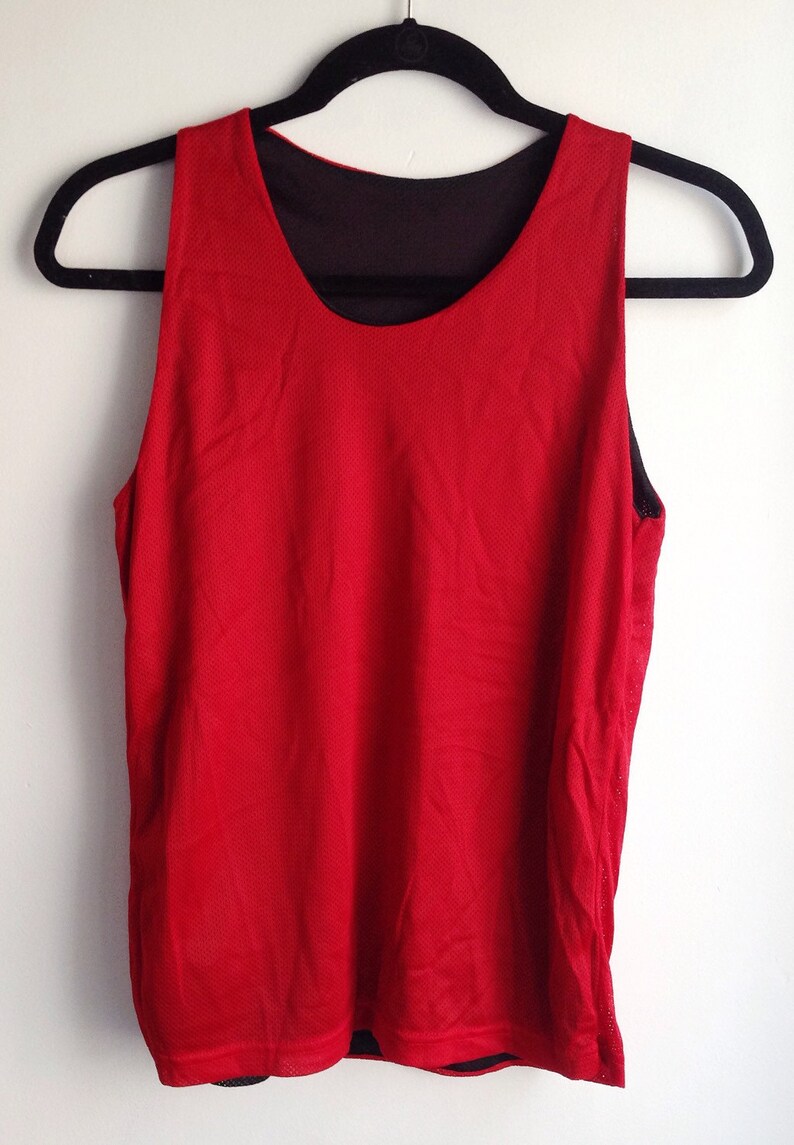 Deadstock Russell Black And Red Reversible Jersey Tank Youth Medium 90s image 5