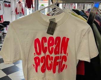 vintage ocean pacific crop top t-shirt womens size small deadstock NWT 90s made in USA