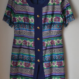 Muster der 1980er Jahre Kleid Azteken Druck Größe 7/8