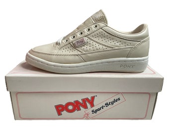 vintage pony preference leather sneakers shoes womens size 7 deadstock NIB 80s